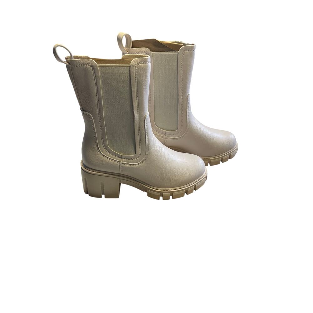 Tinstree Cream Mid-Calf Chunky Chelsea Boots - Size 5